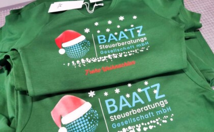 Baatz Steuerberatungsesellschaft 3farbig bedruckte T-Shirts für die Steuerberatungsesellschaft Baatz.